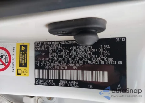 2013 Toyota Highlander Limited V6 from USA, damaged, VIN 5TDYK3EH0DS135768